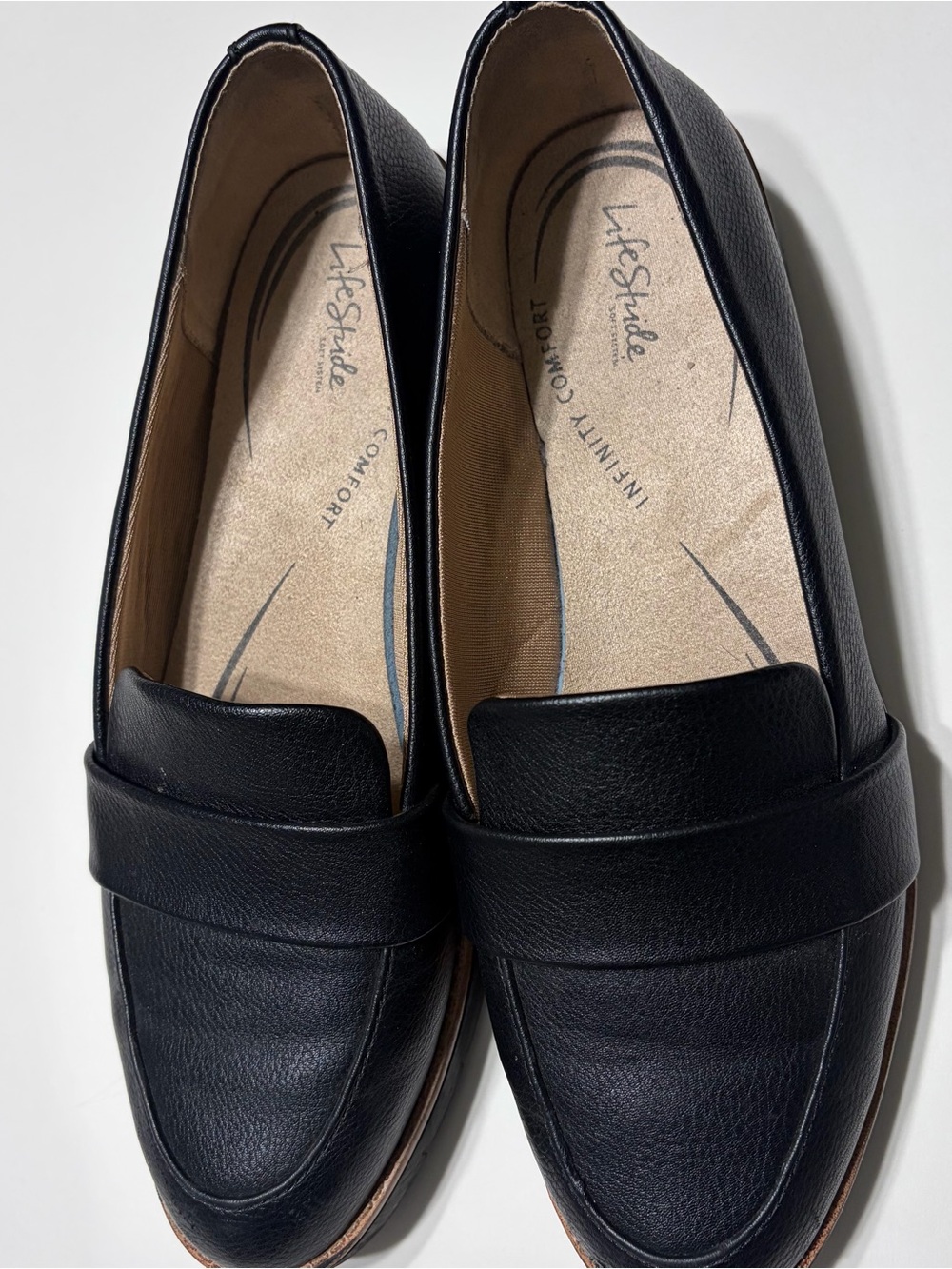 LifeStride Women’s Ollie Slip-On Loafers Black Soft System Comfort Work Flats